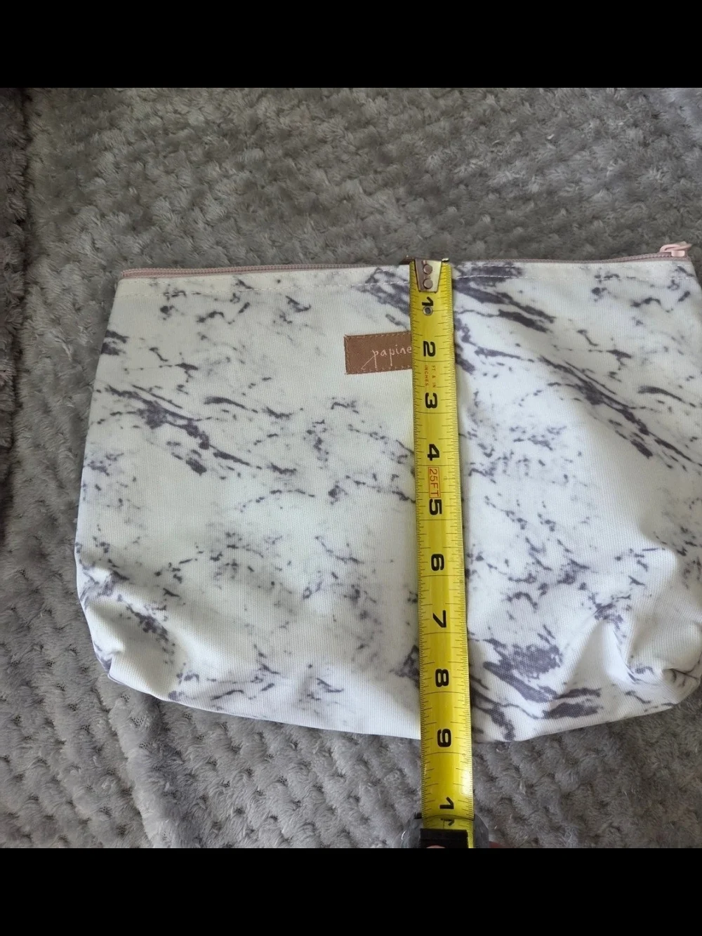 Papinelle Marble Cosmetic/Travel Bag  in White and Gray Marble Print